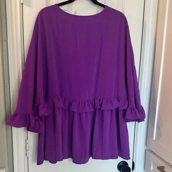 Entro Purple Ruffle Blouse1XL - Picture 4 of 6
